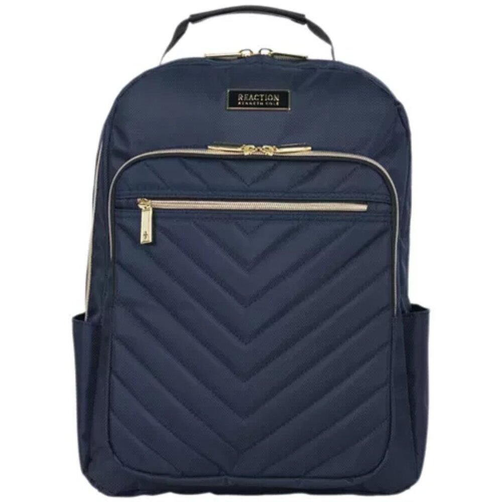 Kenneth Cole Chelsea Navy Chevron Quilted 15-Inch Laptop Backpack/NWT